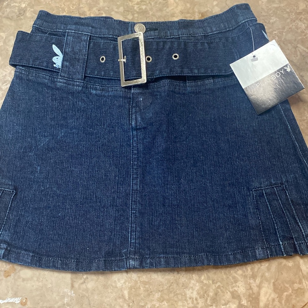 Y2k NYC affliction playboy denim skirt